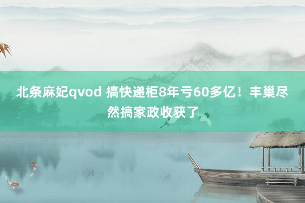 北条麻妃qvod 搞快递柜8年亏60多亿!丰巢尽然搞家政收获了