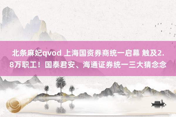 北条麻妃qvod 上海国资券商统一启幕 触及2.8万职工！国泰君安、海通证券统一三大猜念念