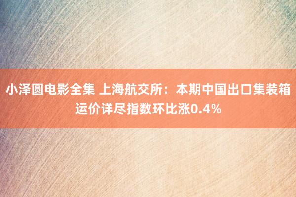 小泽圆电影全集 上海航交所：本期中国出口集装箱运价详尽指数环比涨0.4%