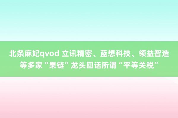 北条麻妃qvod 立讯精密、蓝想科技、领益智造等多家“果链”龙头回话所谓“平等关税”